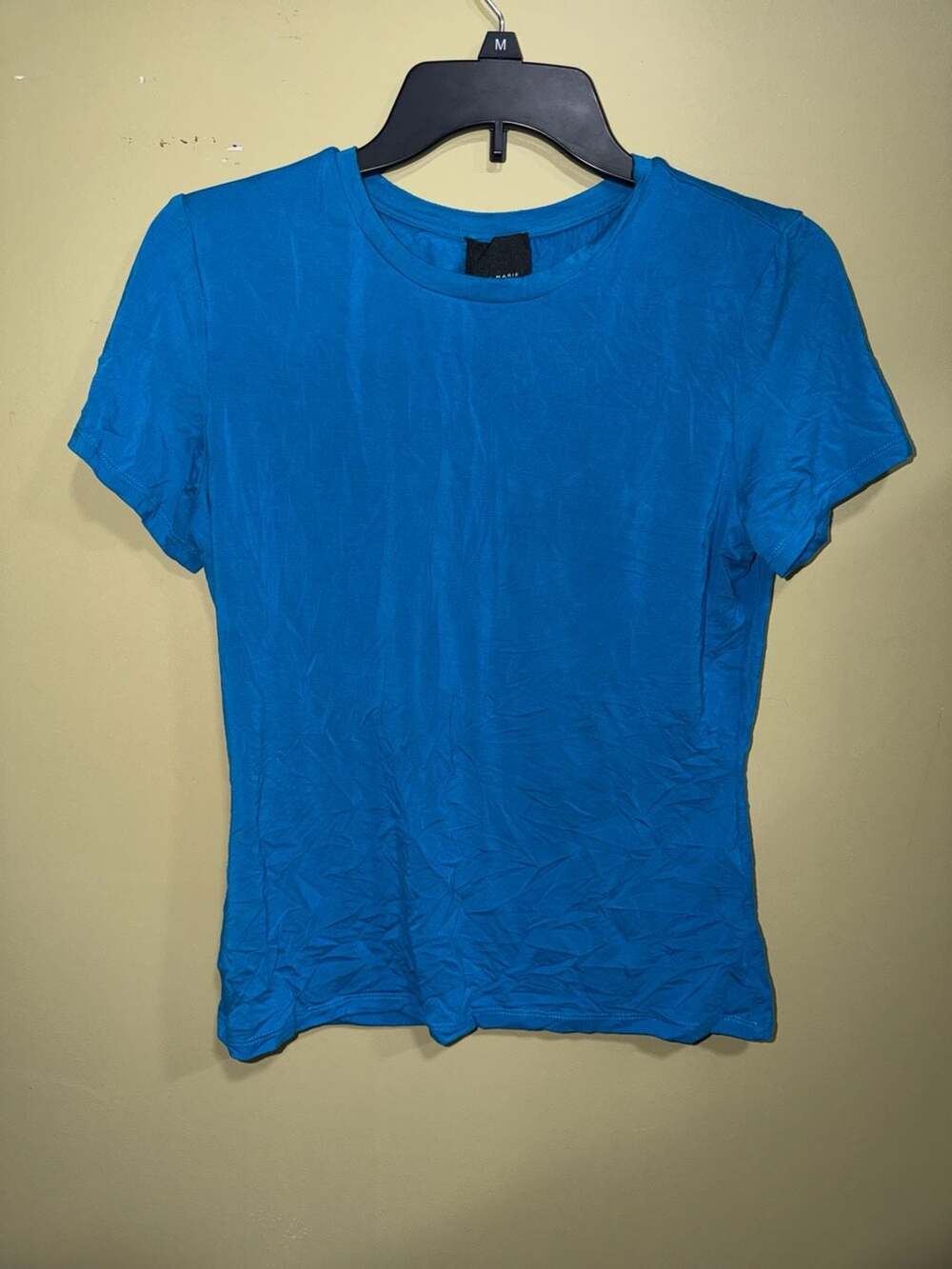 Alex Marie Blue Fitted Ribbed Crew Neck Short Sleeve Tee